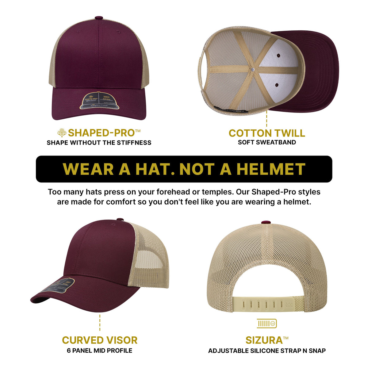 Empire Cove EC001 Shaped-Pro 6 Panel Trucker Hat
