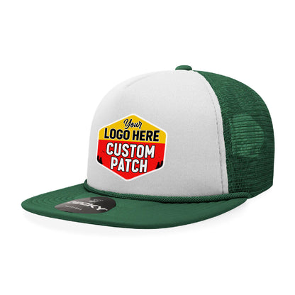 Custom Patch Decky 6026 - Classic 5 Panel Foam Trucker Cap, Flat Bill Hat