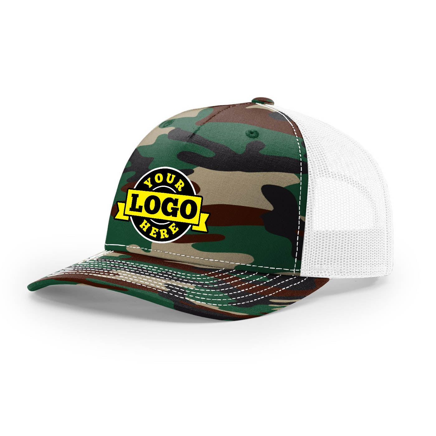 Custom Embroidered Richardson 112PFP Printed Five Panel Trucker Hat Camo Cap - 112 PFP