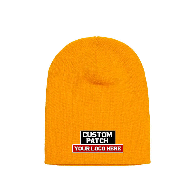 Custom Patch Yupoong 1500KC Short 8" Beanie, Knit Cap, YP Classics