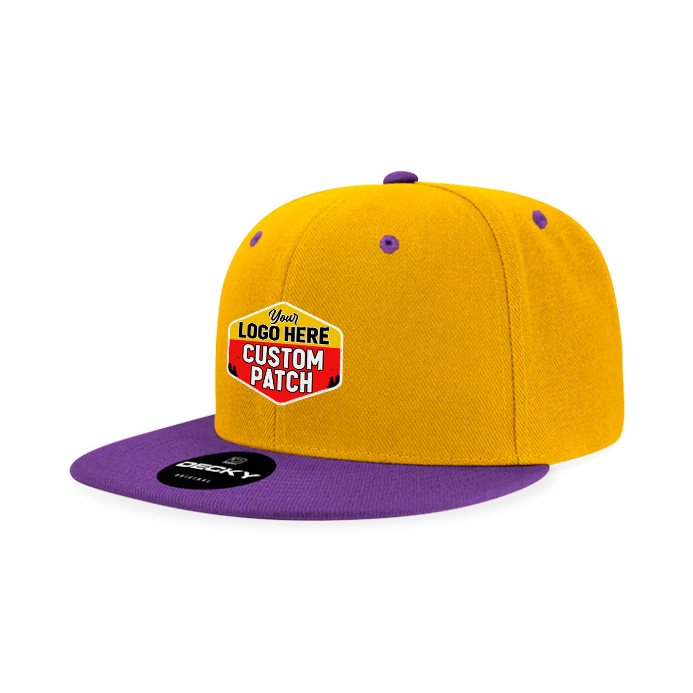 Custom Patch Decky 6020 High Profile 6 Panel Snapback, Flat Bill Hat