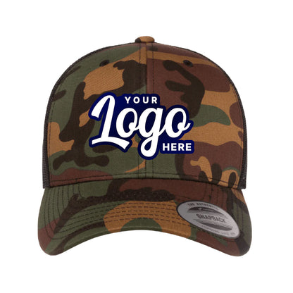 Custom Embroidered Yupoong 6606CA Camo Retro Trucker Hat, Mesh Back, Camouflage, YP Classics