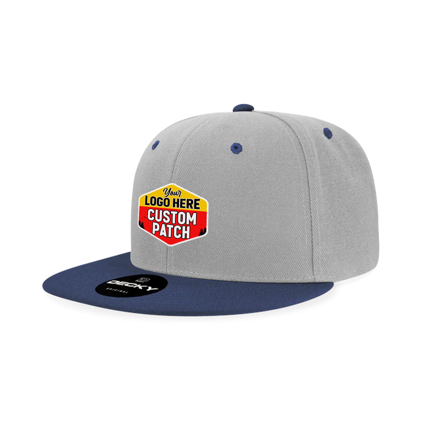 Custom Patch Decky 6020 High Profile 6 Panel Snapback, Flat Bill Hat