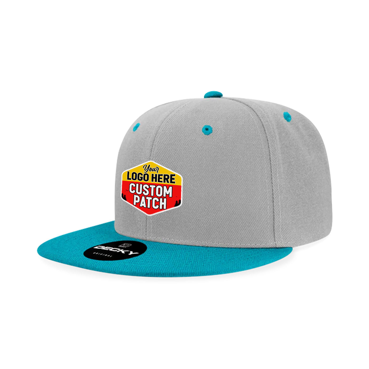 Custom Patch Decky 6020 High Profile 6 Panel Snapback, Flat Bill Hat