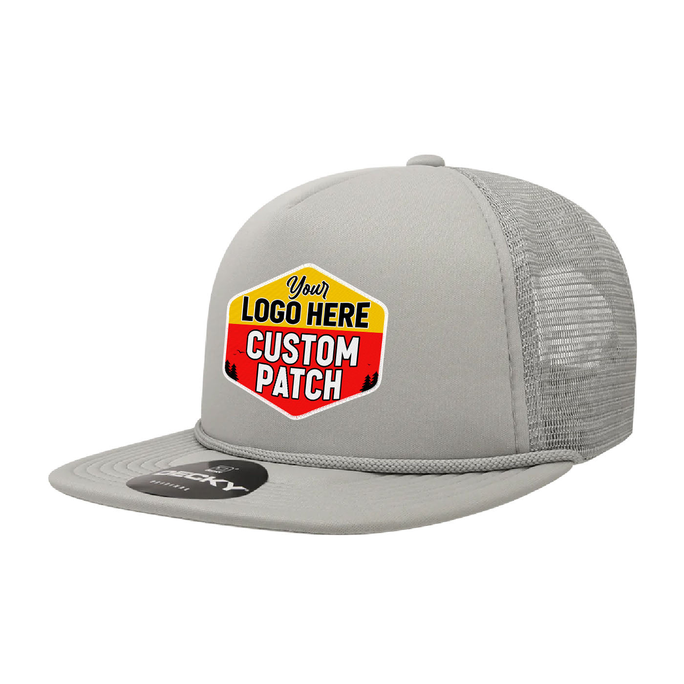 Custom Patch Decky 6026 - Classic 5 Panel Foam Trucker Cap, Flat Bill Hat