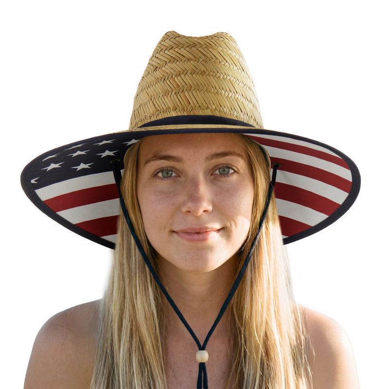 Empire Cove Straw Lifeguard Sun Hats with Cotton Underbrim Coastal Edition