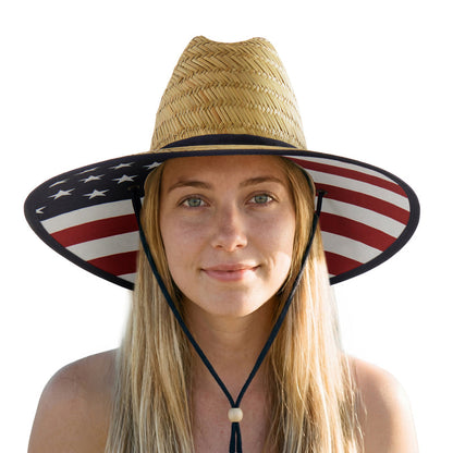 Empire Cove Straw Lifeguard Sun Hats with Cotton Underbrim Coastal Edition