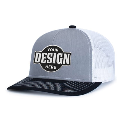 Custom Embroidered Pacific Headwear 104S Contrast Stitch Trucker Snapback Hat - Flat Embroidery