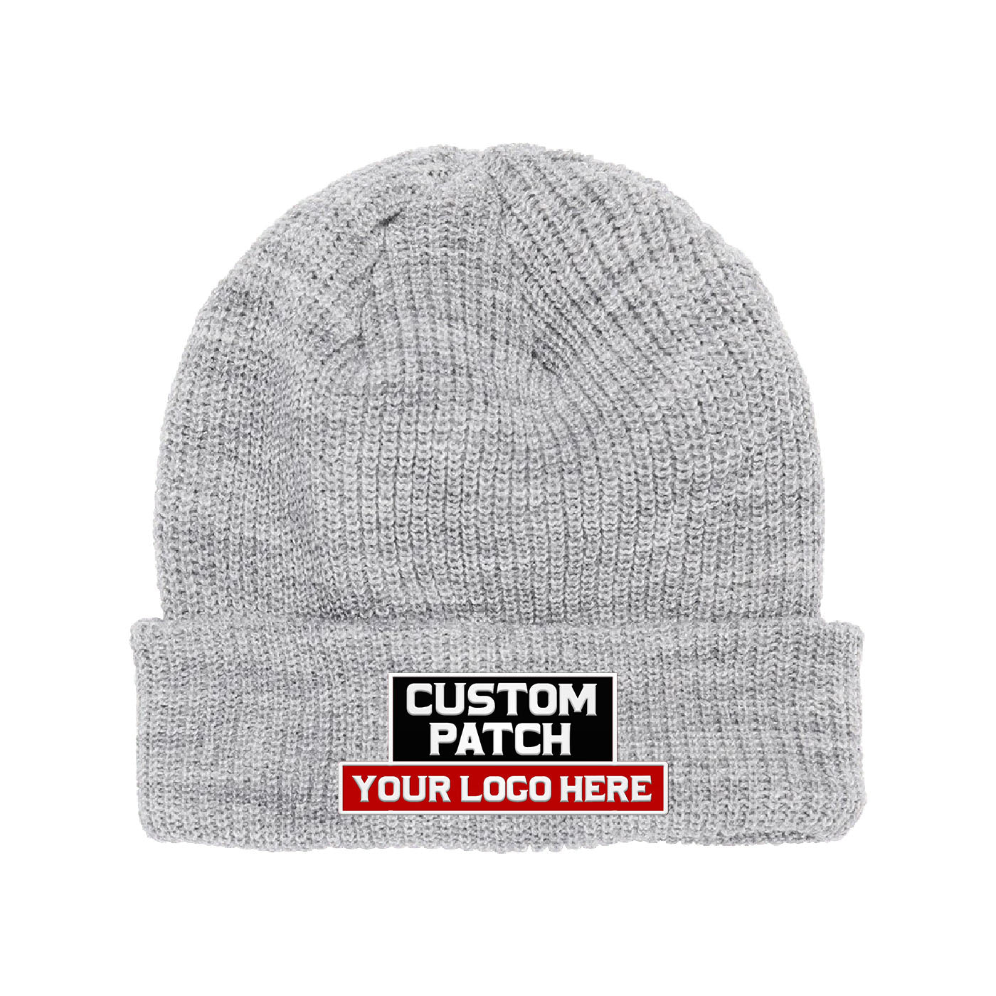 Custom Patch YP Classics 1545K Ribbed Cuffed Knit Beanie, Knit Cap, Yupoong 1545K