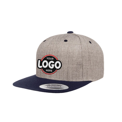 Custom Embroidered Yupoong 6089MT Premium Snapback Hat, Flat Bill, 2-Tone Colors, YP Classics