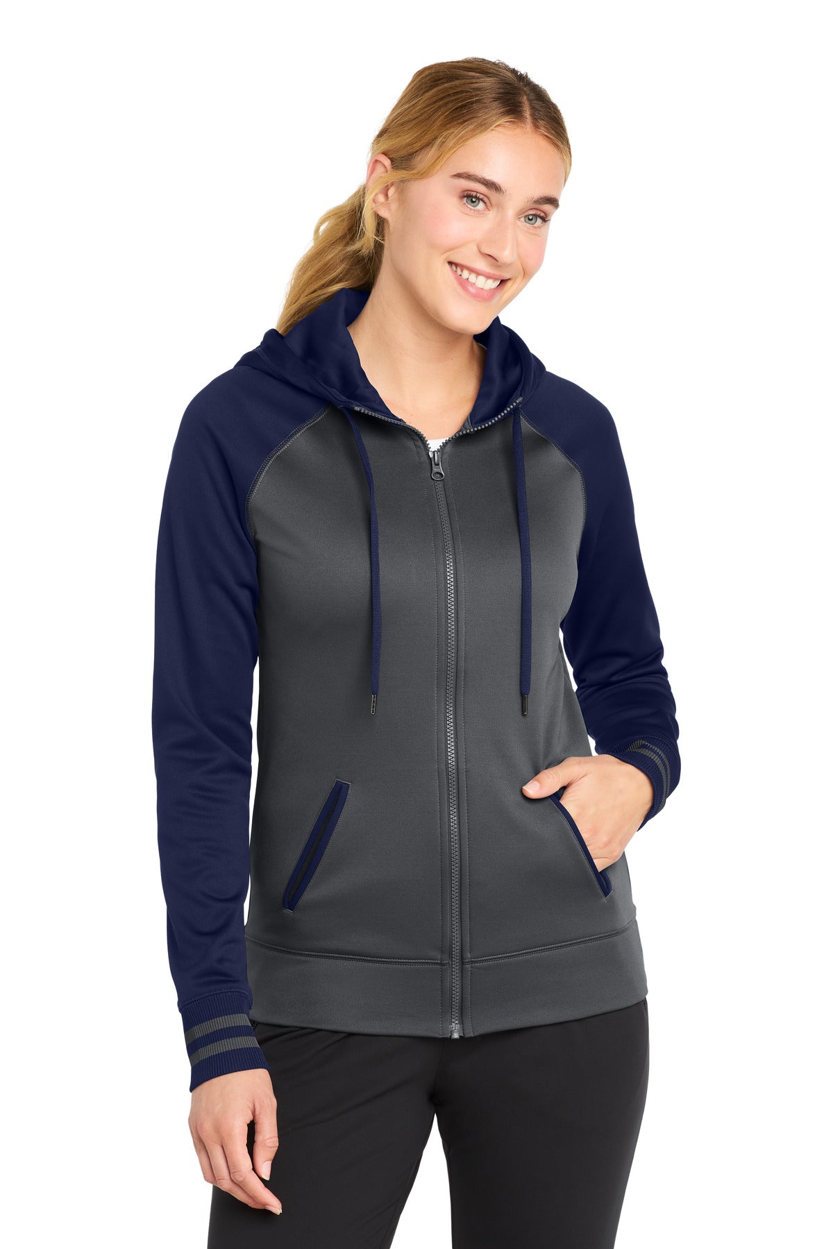 Sport-Tek LST236 Women's Sport-Wick   Varsity Fleece Full-Zip Hooded Jacket