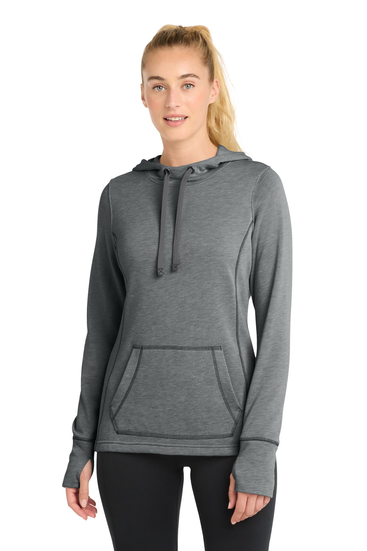 Sport-Tek LST296 Women's PosiCharge    Tri-Blend Wicking Fleece Hooded Pullover