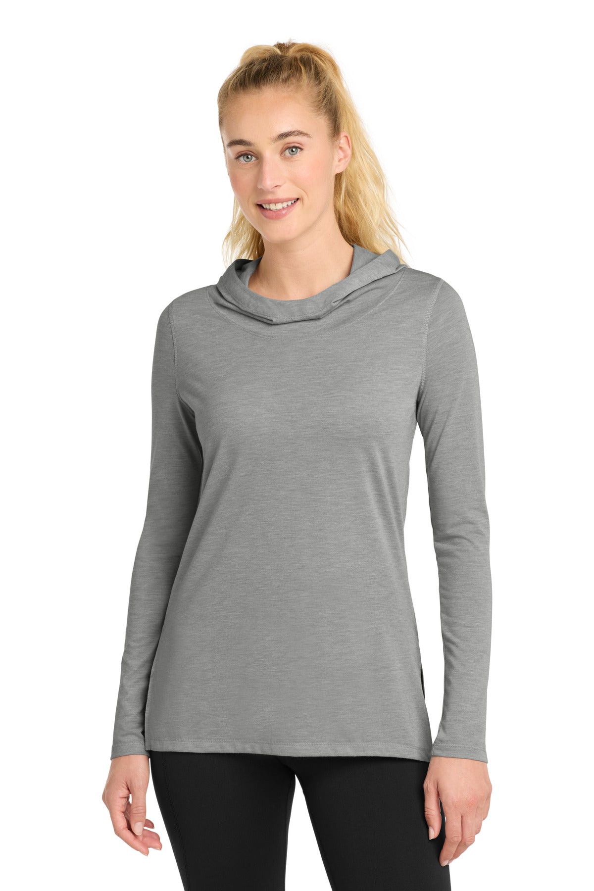 Sport-Tek LST406 Women's PosiCharge    Tri-Blend Wicking Long Sleeve Hoodie