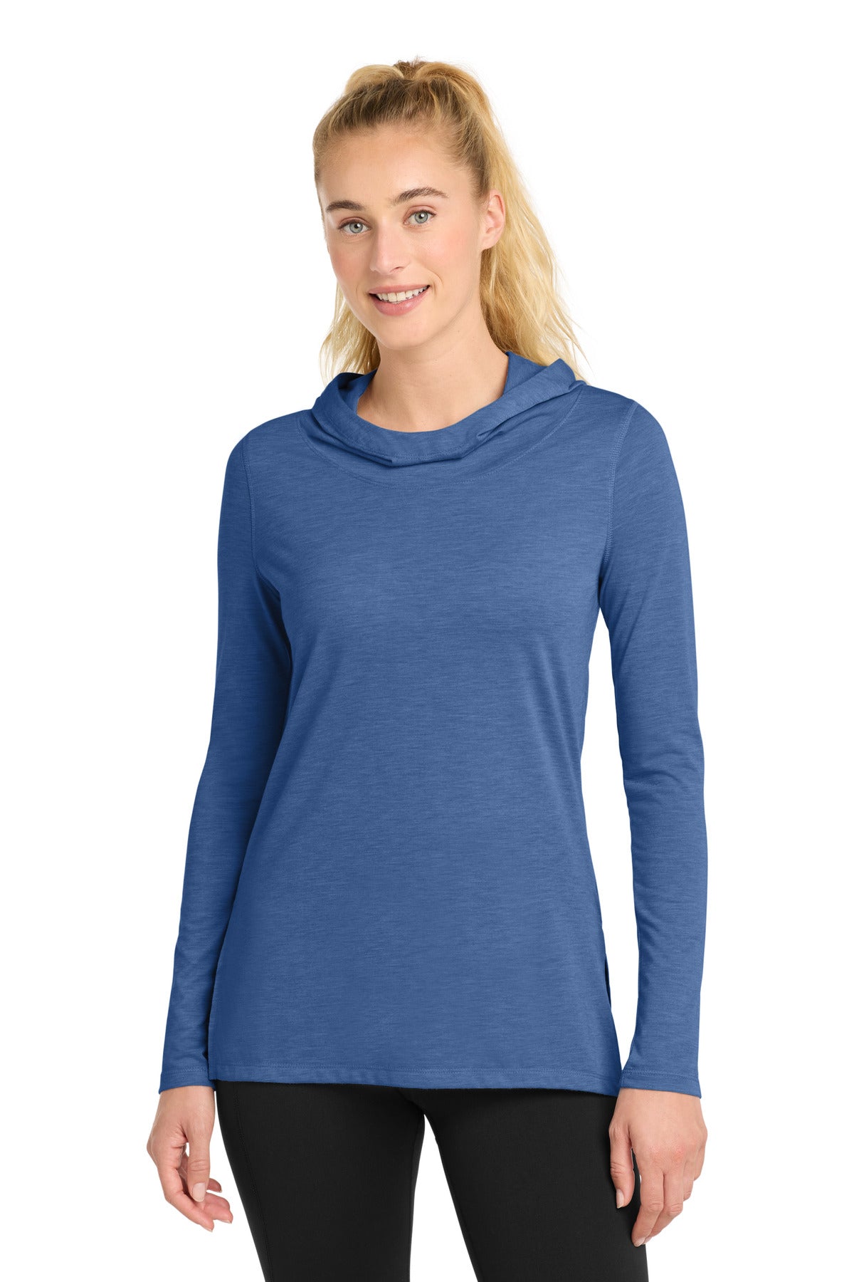 Sport-Tek LST406 Women's PosiCharge    Tri-Blend Wicking Long Sleeve Hoodie