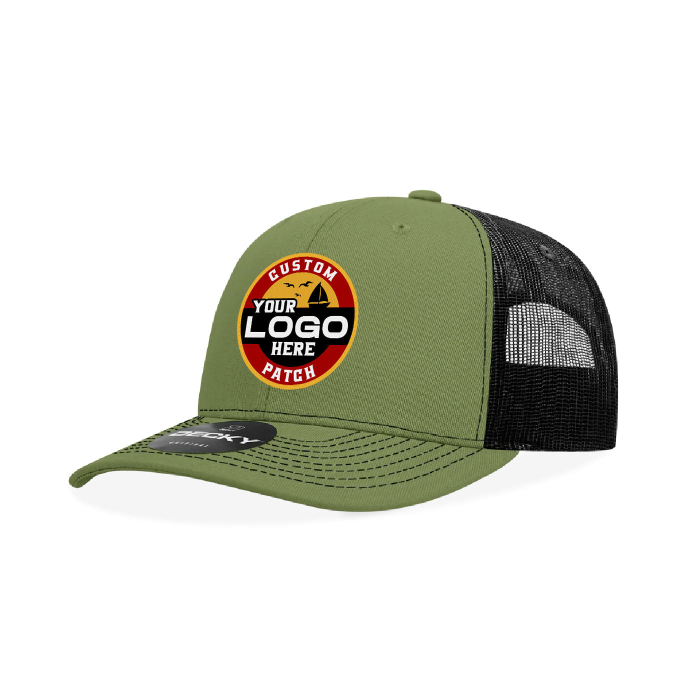 Custom Patch Decky 6031 - 6 Panel Mid Profile Structured Contra-Stitch Trucker Hat