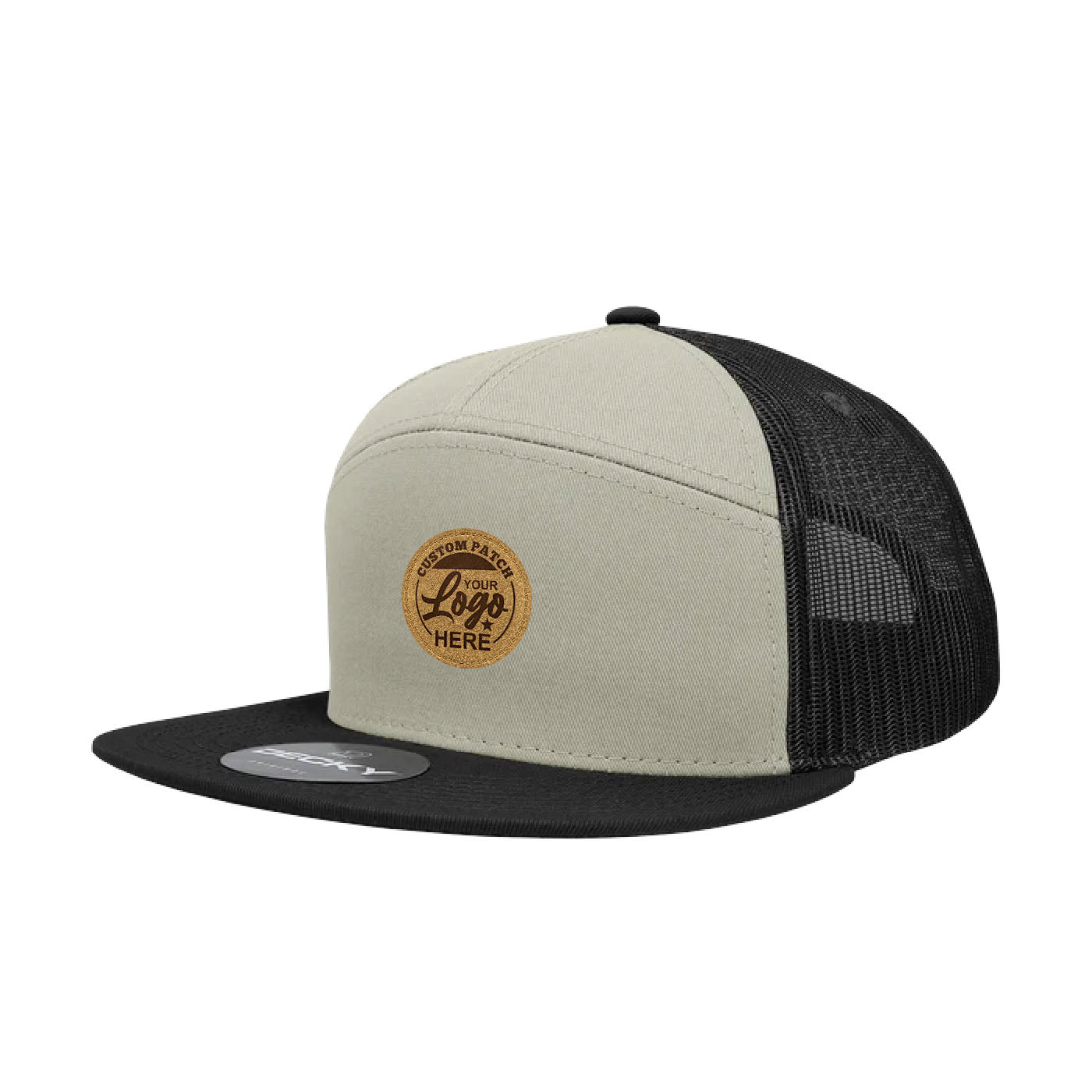 Custom Patch Decky 1133 - 7 Panel Trucker Flat Bill Snapback Hat