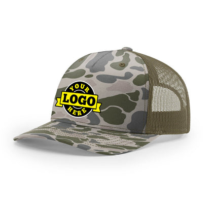 Custom Embroidered Richardson 112PFP Printed Five Panel Trucker Hat Camo Cap - 112 PFP