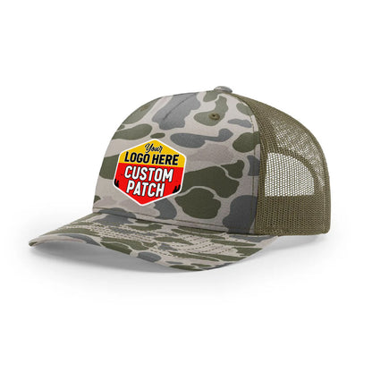 Custom Patch Richardson 112PFP Printed Five Panel Trucker - Duck Camo Colors