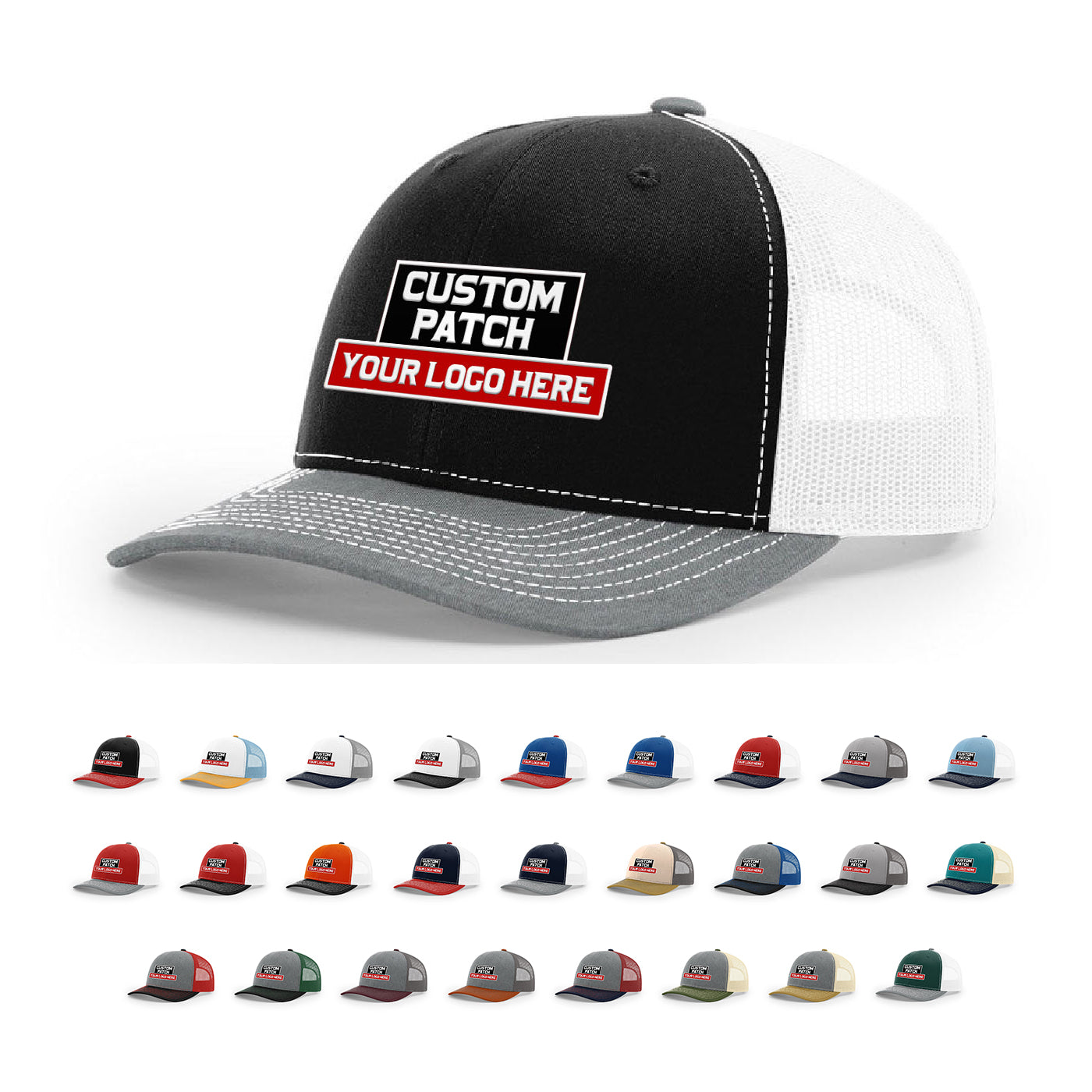 Custom Patch Richardson 112 Trucker Cap Tri Color Hats Three