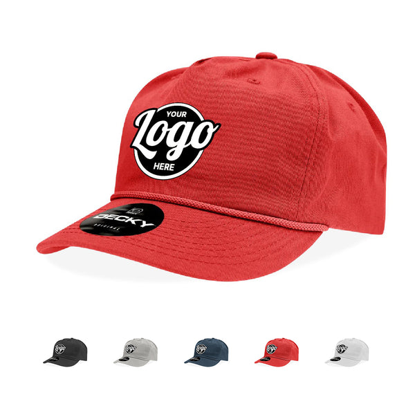 Custom Embroidered Decky 252 - Classic 5-Panel Golf Cap with Rope