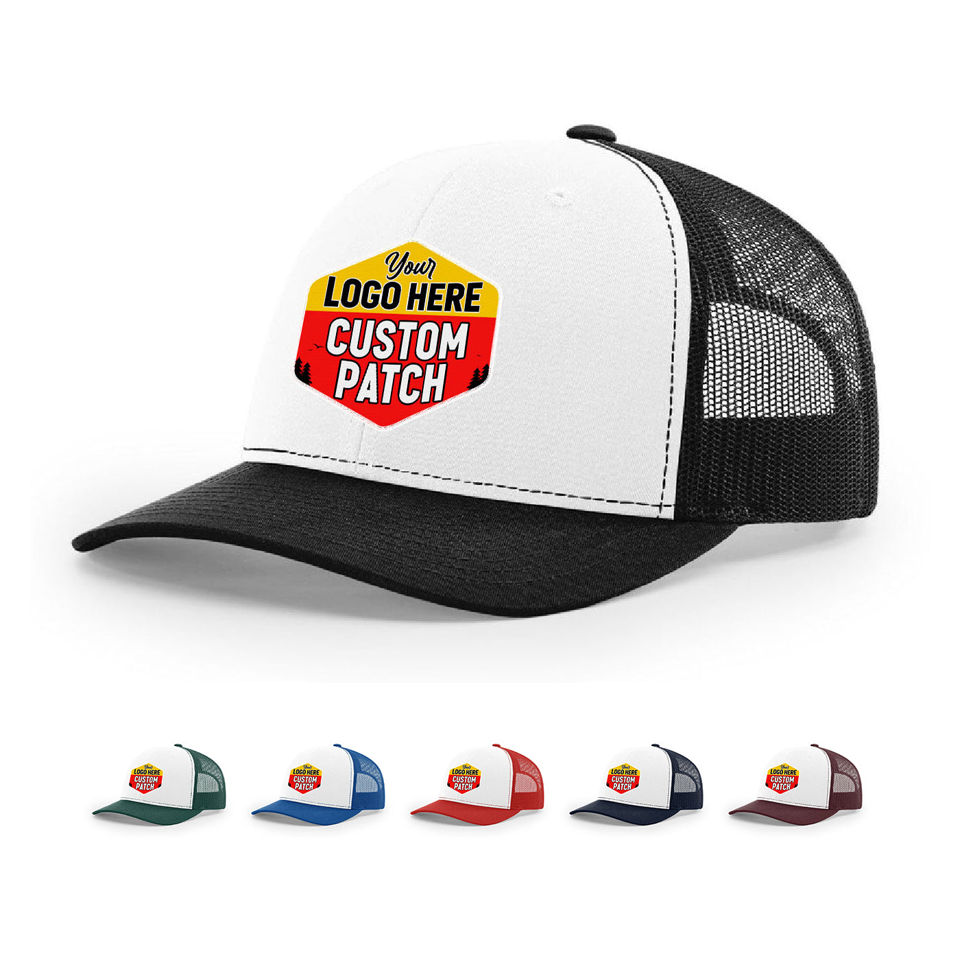 Custom Patch Richardson 112 Trucker Cap Alternate Hats Alternate Colors White Front