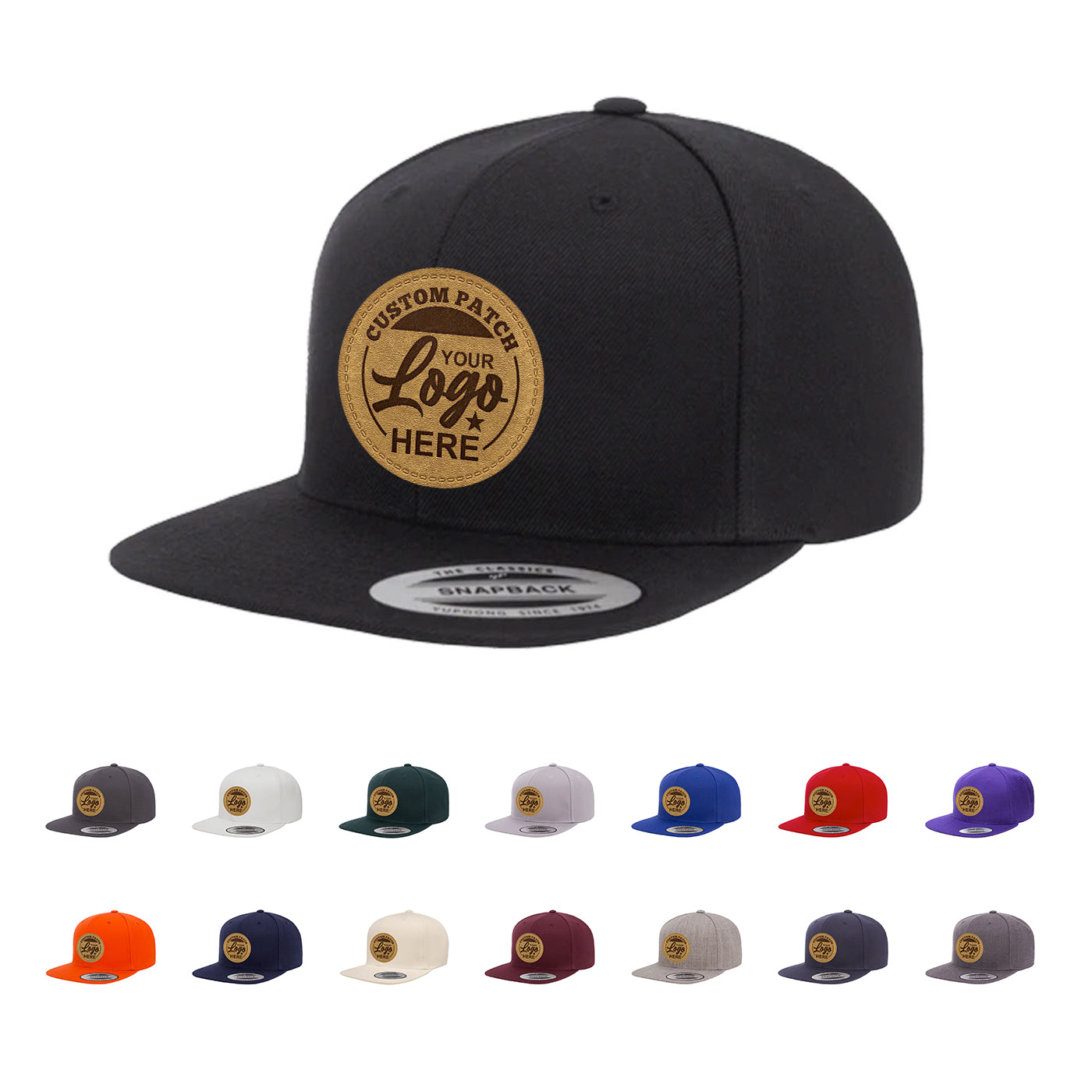 Custom Patch Yupoong 6089M Premium Snapback Hat, Flat Bill Cap, YP Cla ...
