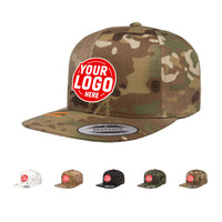 Custom Embroidered Yupoong 6089MC MultiCam Camo Snapback Hat, Flat Bill, Camouflage, YP Classics