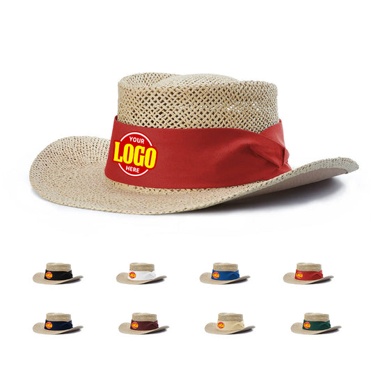 Custom Embroidered Patch Richardson 824 Classic Gambler Hat, Straw Hat - Star Hats & Embroidery