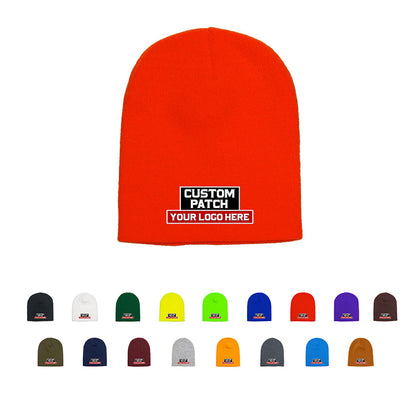 Custom Patch Yupoong 1500KC Short 8" Beanie, Knit Cap, YP Classics