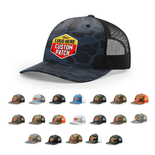 Custom Patch Richardson 112PFP Printed Five Panel Trucker Hat Camo Cap - 112 PFP - Star Hats & Embroidery