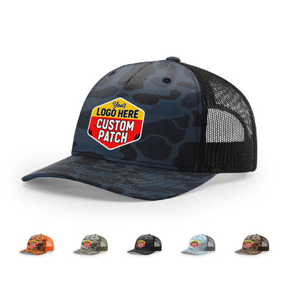 Custom Patch Richardson 112PFP Printed Five Panel Trucker - Duck Camo Colors