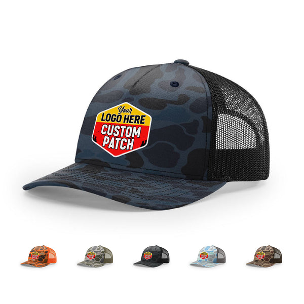 CUSTOM MADE PATCH Camo Trucker Hat ???? Personalized Multicam Camo Trucker Hat: Engraved Leather  main image 4
