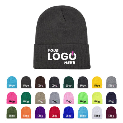 Custom Embroidered Unbranded Long Knit Beanie with Logo