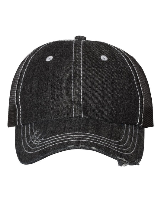 Mega Cap 6990B Herringbone Contrast Stitch Trucker Cap