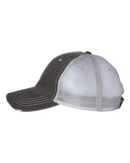 Mega Cap 6990 Herringbone Trucker Cap, Mesh Back Hat