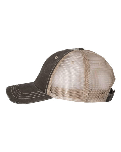 Mega Cap 6990 Herringbone Trucker Cap, Mesh Back Hat