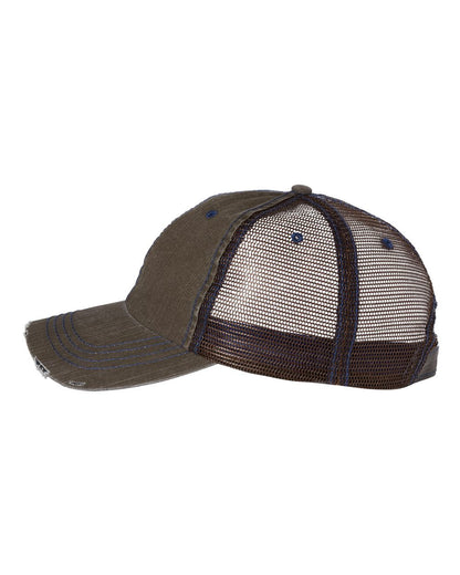 Mega Cap 6990 Herringbone Trucker Cap, Mesh Back Hat