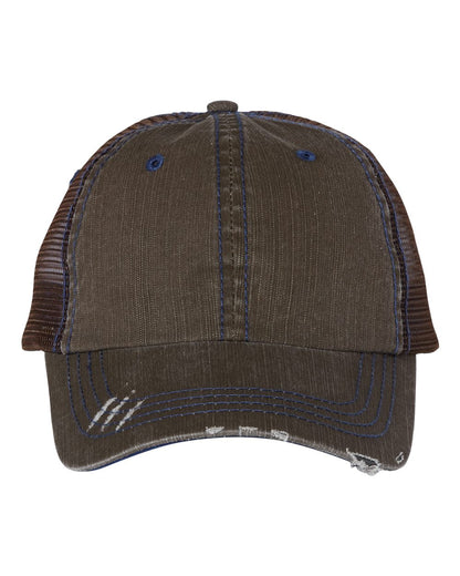 Mega Cap 6990 Herringbone Trucker Cap, Mesh Back Hat