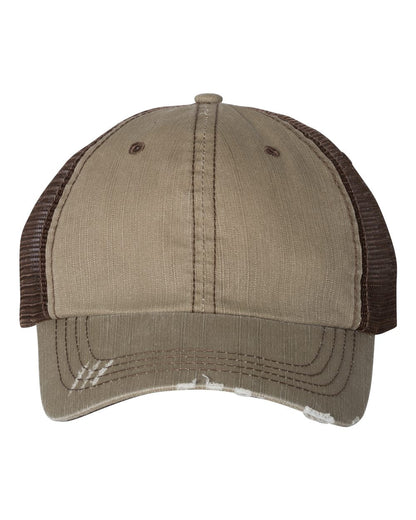 Mega Cap 6990 Herringbone Trucker Cap, Mesh Back Hat