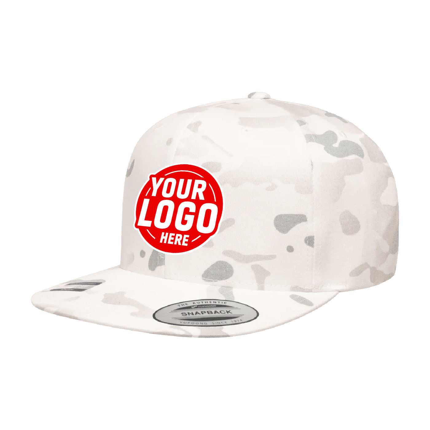 Custom Embroidered Yupoong 6089MC MultiCam Camo Snapback Hat, Flat Bill, Camouflage, YP Classics