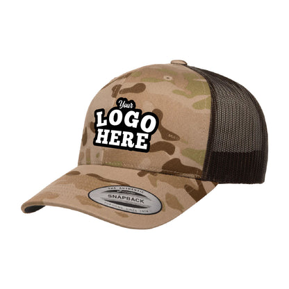 Custom Embroidered Yupoong 6606MC MultiCam Camo Retro Trucker Hat, Mesh Back, YP Classics