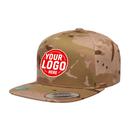 Custom Embroidered Yupoong 6089MC MultiCam Camo Snapback Hat, Flat Bill, Camouflage, YP Classics