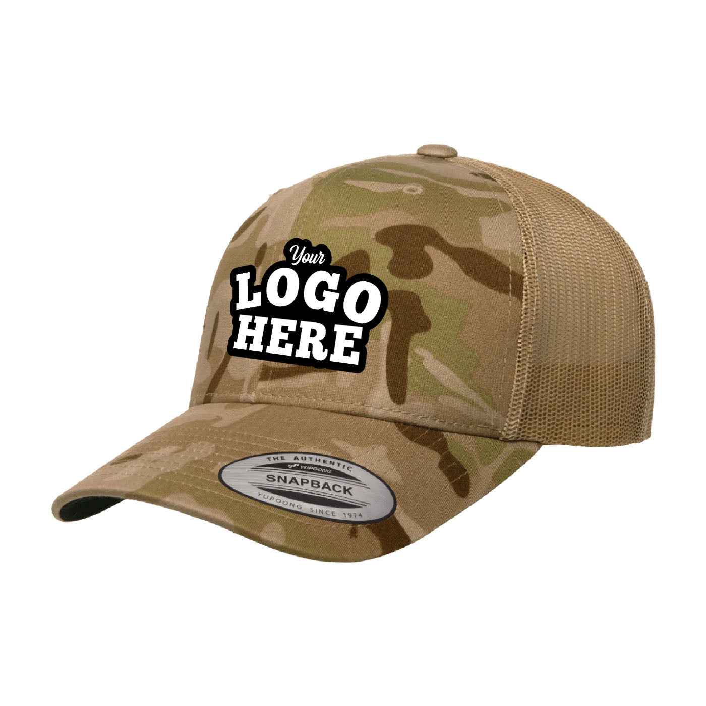 Custom Embroidered Yupoong 6606MC MultiCam Camo Retro Trucker Hat, Mesh Back, YP Classics