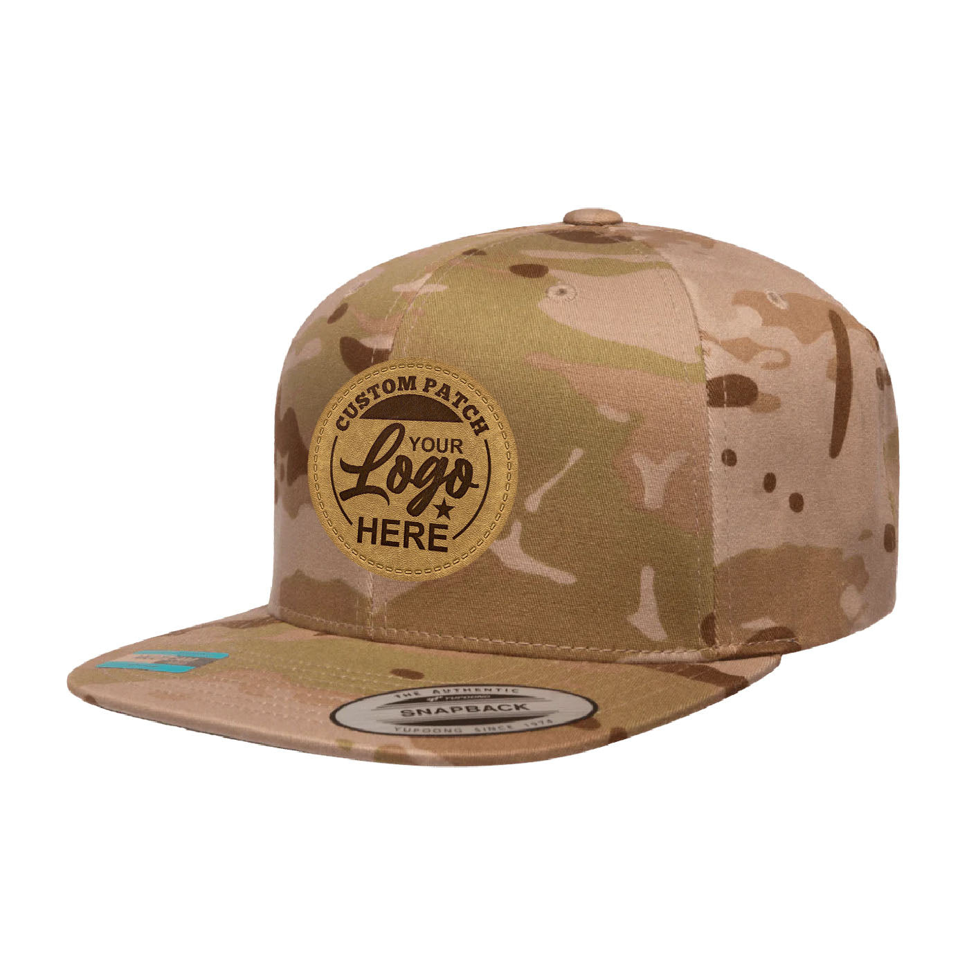 Custom Patch Yupoong 6089MC MultiCam Camo Snapback Hat, Flat Bill Cap, Camouflage, YP Classics