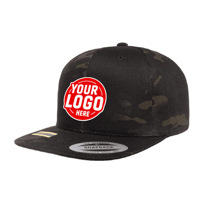 Custom Embroidered Yupoong 6089MC MultiCam Camo Snapback Hat, Flat Bill, Camouflage, YP Classics