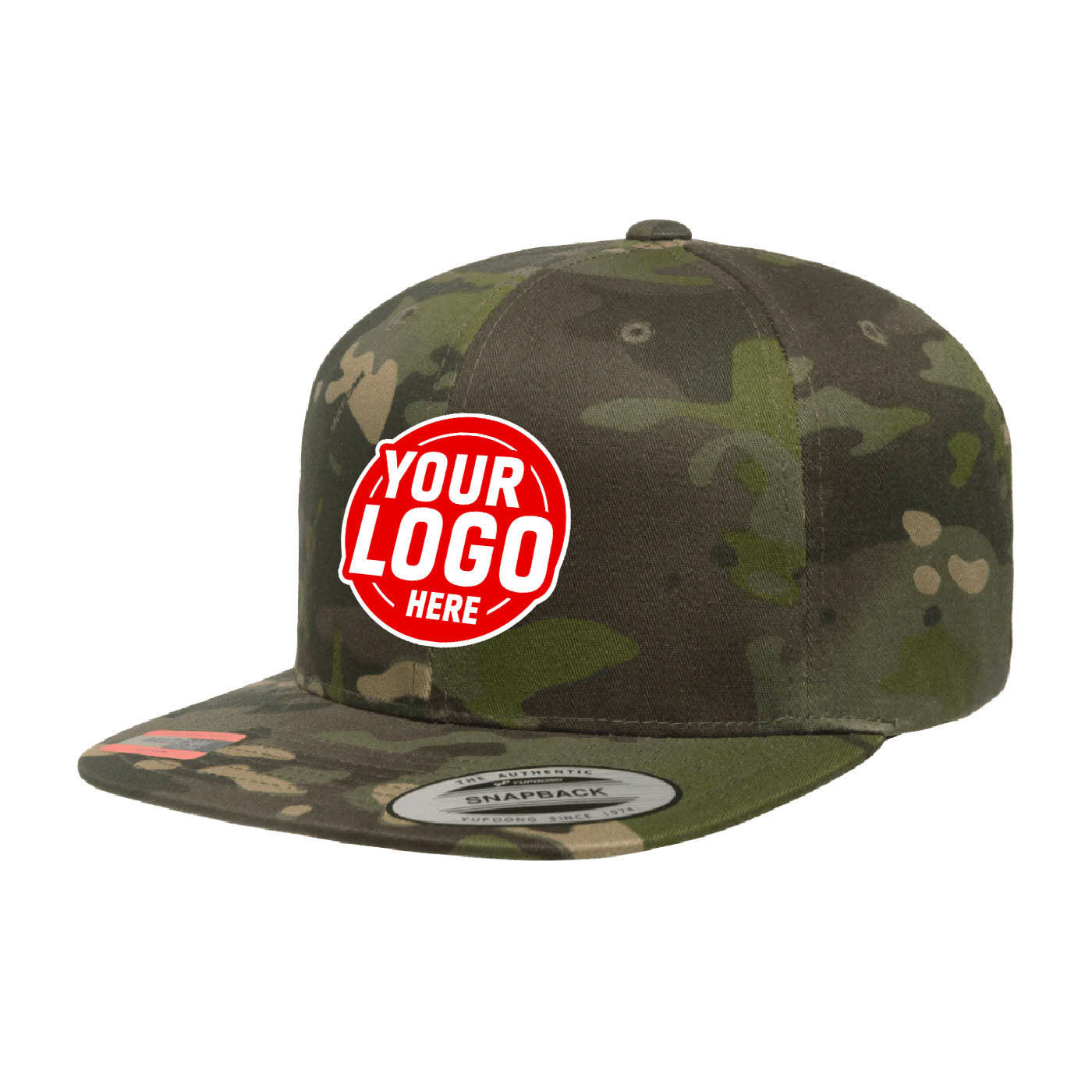 Custom Embroidered Yupoong 6089MC MultiCam Camo Snapback Hat, Flat Bill, Camouflage, YP Classics