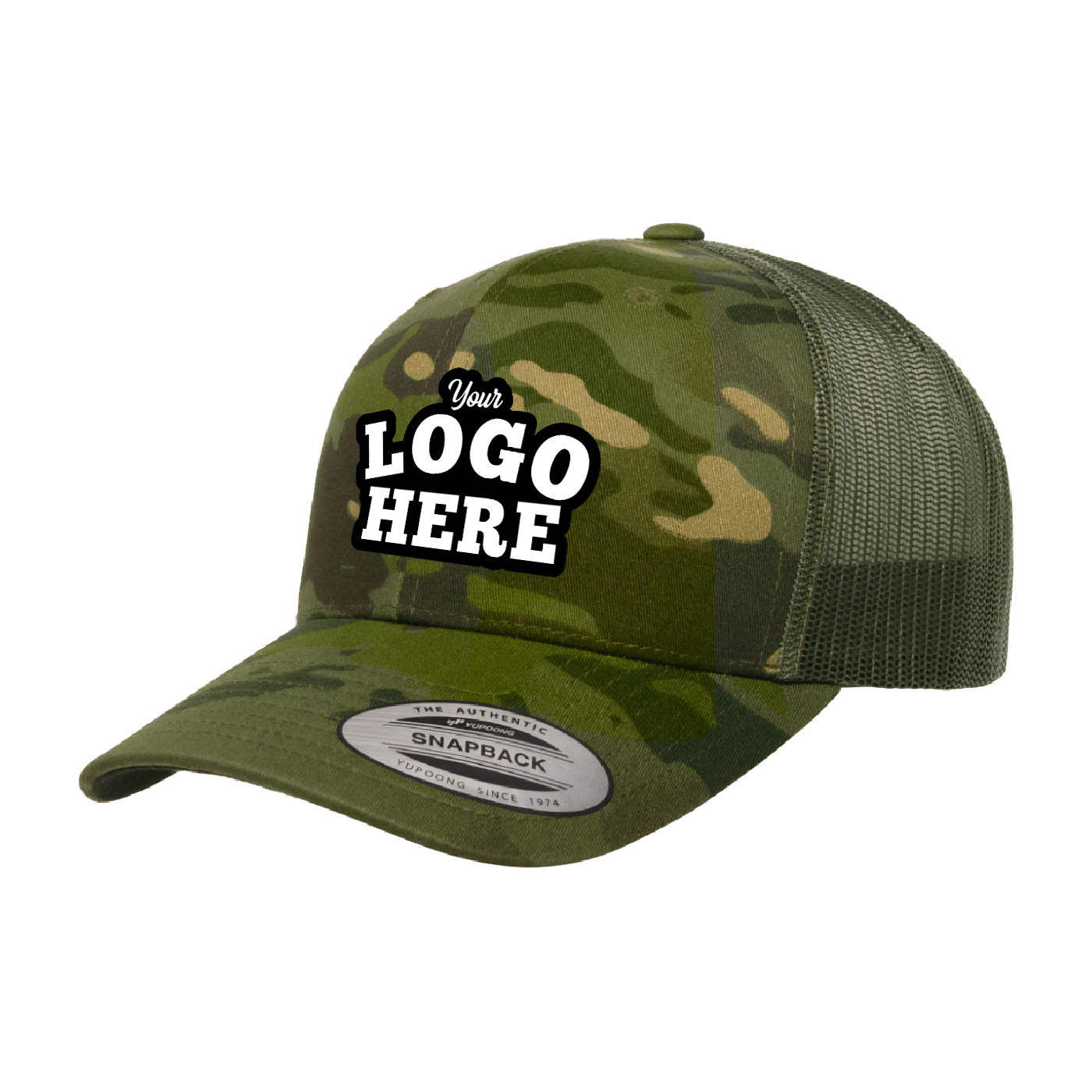 Custom Embroidered Yupoong 6606MC MultiCam Camo Retro Trucker Hat, Mesh Back, YP Classics