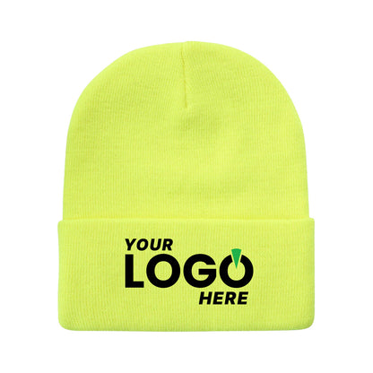 Custom Embroidered Unbranded Long Knit Beanie with Logo