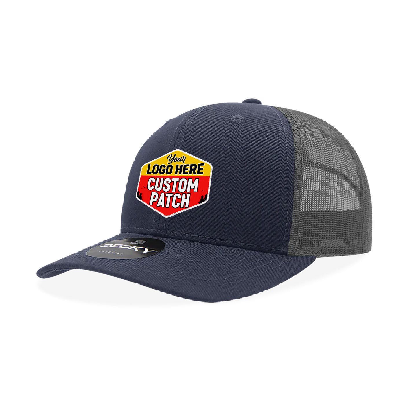 Custom Patch Decky 5019 - Youth 6 Panel Mid Profile Structured Cotton Trucker, Kids Classic Trucker Hat