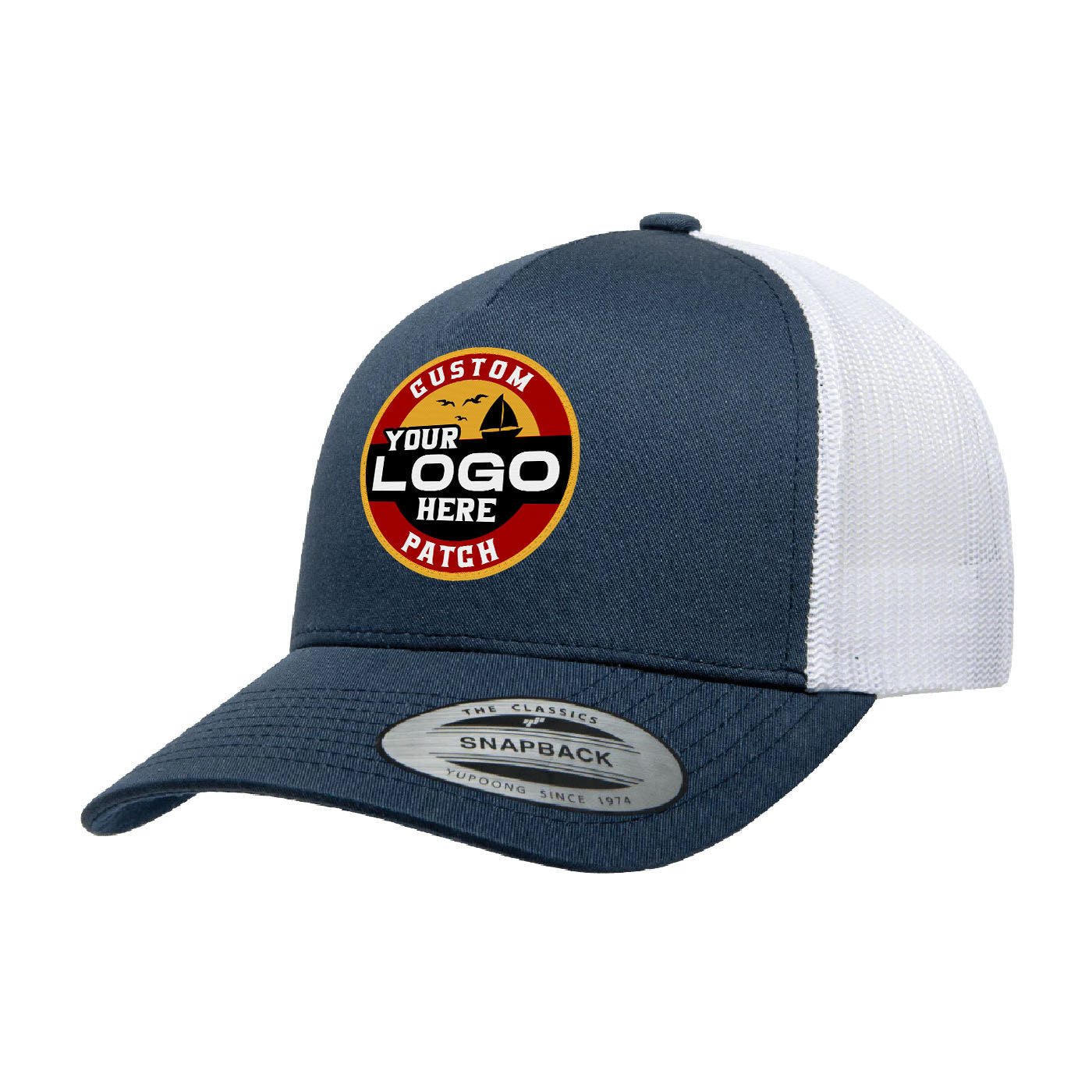 Custom Patch Yupoong 6506T 5-Panel Retro Trucker Hat, Mesh Back, 2-Tone Colors, YP Classics